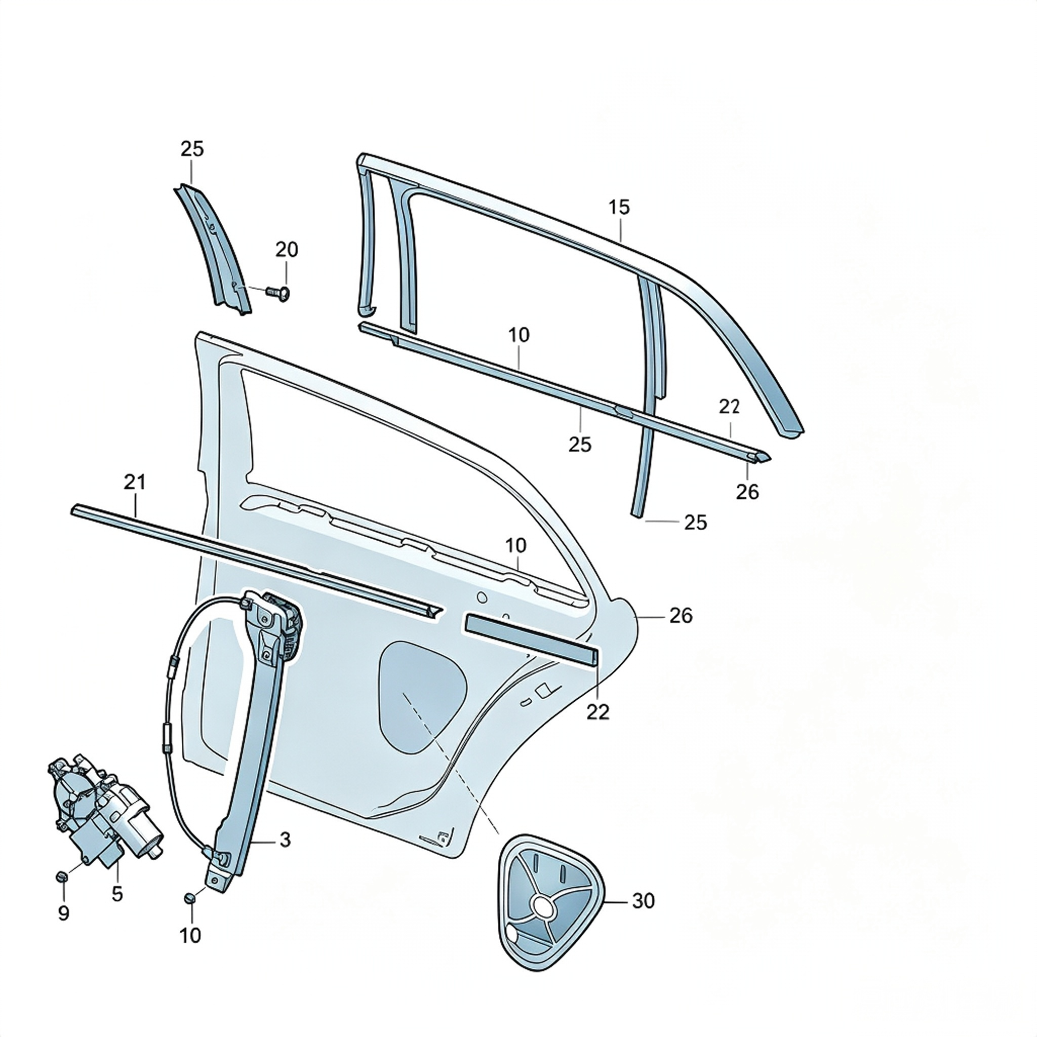 19G839440B Rear Door Upper Window Frame Exterior Trim Moulding | Volkswagen Body Replacement Part